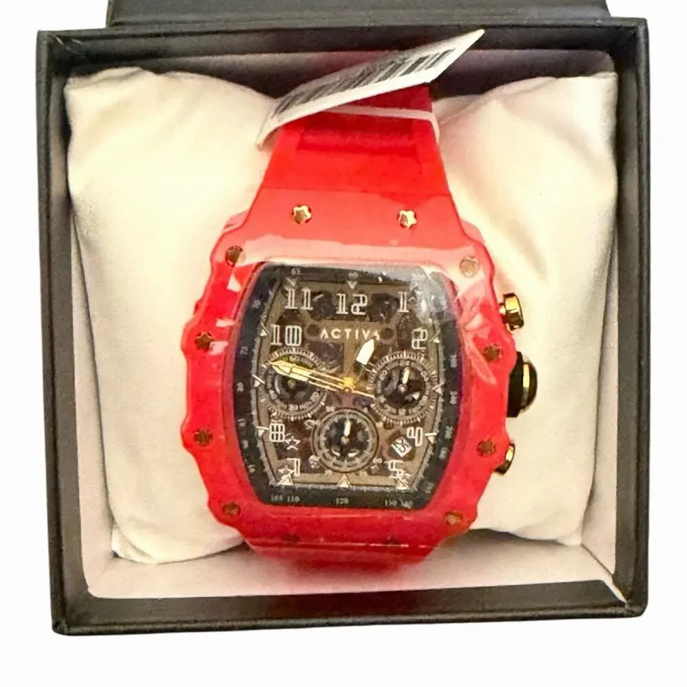 Activa x Invicta Men’s Skeleton Watch ACW2305-019 Red Case Black Dial NIB 50M - Picture 2 of 14